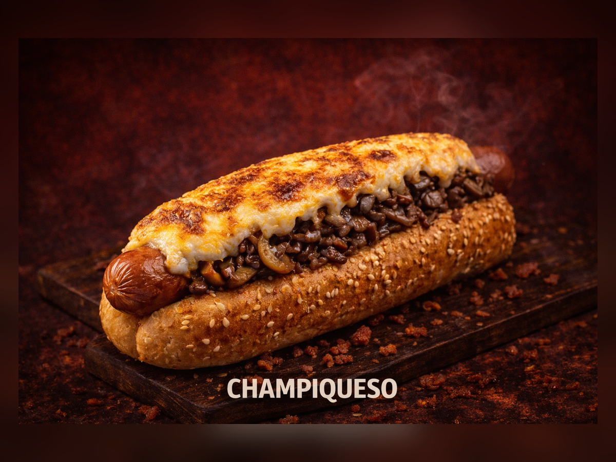 Hot dog jumbo champiqueso de Los Primos