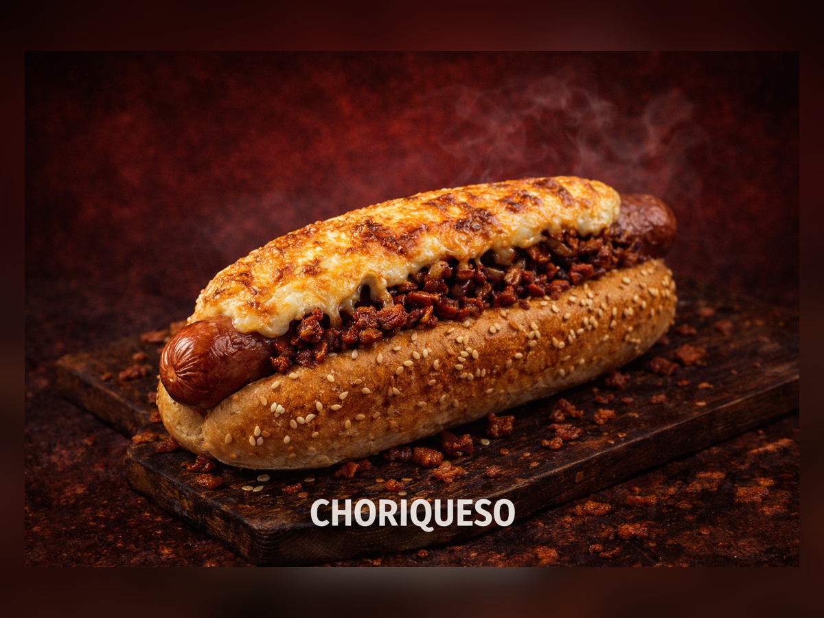 Hot dog jumbo choriqueso de Los Primos