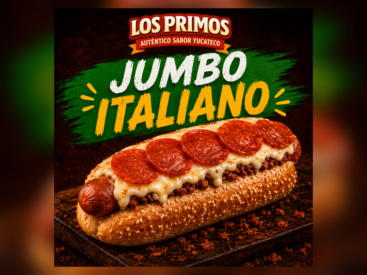 Hot dog jumbo italiano de Los Primos
