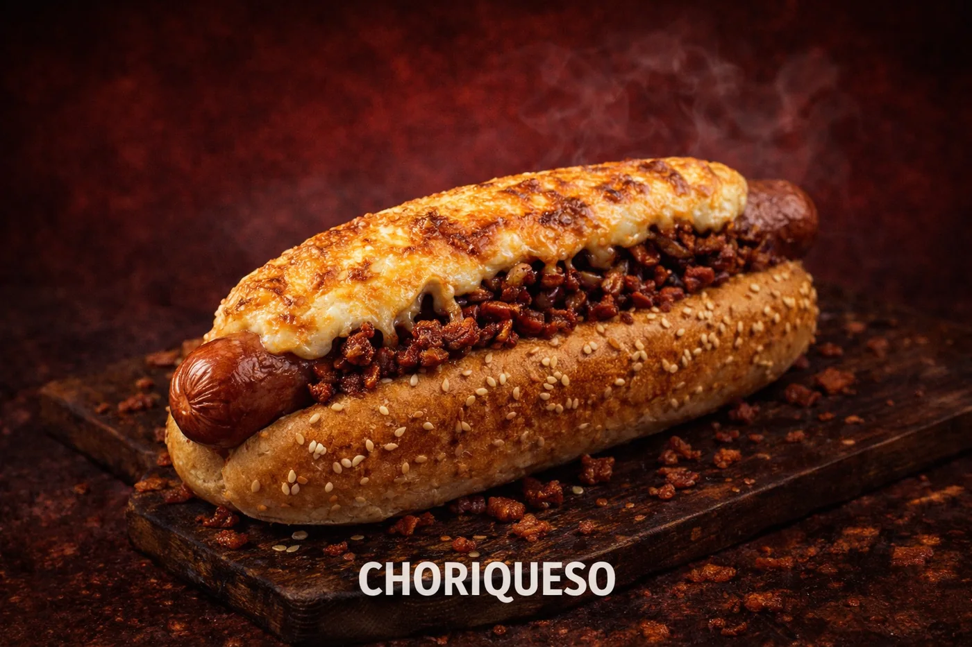 Hot dog jumbo choriqueso de Los Primos